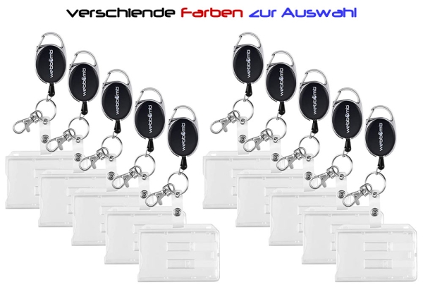 10x Ausweishalter Hartplastik Ausweishülle mit 70cm JOJO +Clip Kartenhalter Set